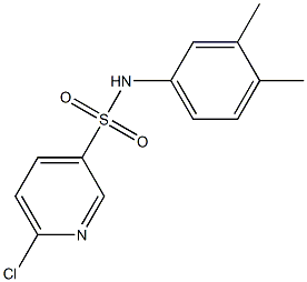 6-chloro-N-(3,4-dimethylphenyl)pyridine-3-sulfonamide 结构式