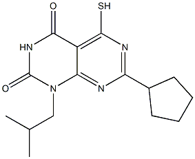 7-cyclopentyl-1-isobutyl-5-mercaptopyrimido[4,5-d]pyrimidine-2,4(1H,3H)-dione 结构式