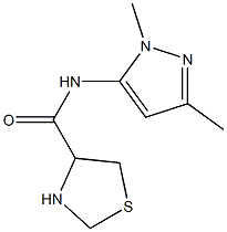 N-(1,3-dimethyl-1H-pyrazol-5-yl)-1,3-thiazolidine-4-carboxamide 结构式