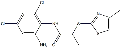 N-(2-amino-4,6-dichlorophenyl)-2-[(4-methyl-1,3-thiazol-2-yl)sulfanyl]propanamide 结构式