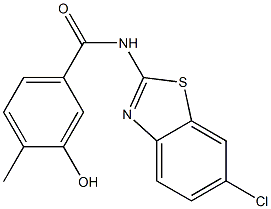 N-(6-chloro-1,3-benzothiazol-2-yl)-3-hydroxy-4-methylbenzamide 结构式
