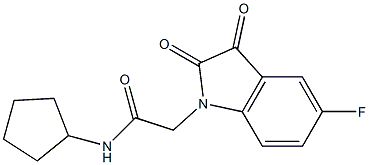 N-cyclopentyl-2-(5-fluoro-2,3-dioxo-2,3-dihydro-1H-indol-1-yl)acetamide 结构式