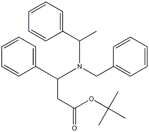 3-[Benzyl-(1-phenyl-ethyl)-amino]-3-phenyl-propionic acid tert-butyl ester 结构式