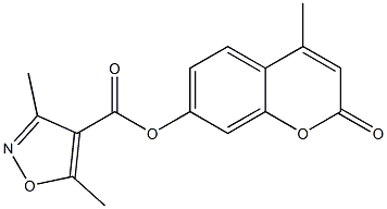 4-Isoxazolecarboxylic  acid,  3,5-dimethyl-,  4-methyl-2-oxo-2H-1-benzopyran-7-yl  ester 结构式
