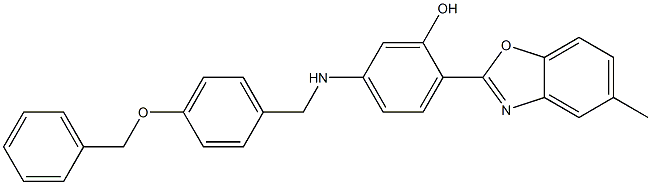 5-{[4-(benzyloxy)benzyl]amino}-2-(5-methyl-1,3-benzoxazol-2-yl)phenol 结构式