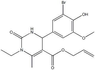 allyl 4-(3-bromo-4-hydroxy-5-methoxyphenyl)-1-ethyl-6-methyl-2-oxo-1,2,3,4-tetrahydro-5-pyrimidinecarboxylate 结构式