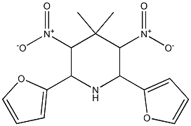 2,6-di(2-furyl)-3,5-bisnitro-4,4-dimethylpiperidine 结构式