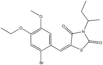 5-(2-bromo-4-ethoxy-5-methoxybenzylidene)-3-sec-butyl-1,3-thiazolidine-2,4-dione 结构式