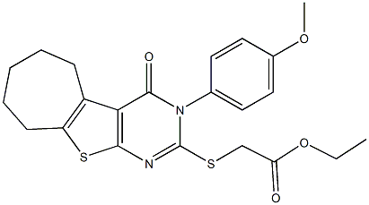 ethyl {[3-(4-methoxyphenyl)-4-oxo-3,5,6,7,8,9-hexahydro-4H-cyclohepta[4,5]thieno[2,3-d]pyrimidin-2-yl]sulfanyl}acetate 结构式