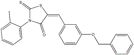 5-[3-(benzyloxy)benzylidene]-3-(2-methylphenyl)-2-thioxo-1,3-thiazolidin-4-one 结构式
