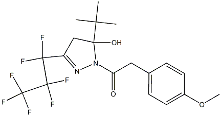 5-tert-butyl-3-(1,1,2,2,3,3,3-heptafluoropropyl)-1-[(4-methoxyphenyl)acetyl]-4,5-dihydro-1H-pyrazol-5-ol 结构式