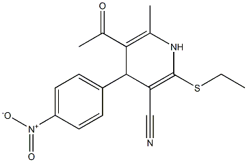 5-acetyl-2-(ethylsulfanyl)-4-{4-nitrophenyl}-6-methyl-1,4-dihydropyridine-3-carbonitrile 结构式