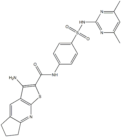 3-amino-N-(4-{[(4,6-dimethyl-2-pyrimidinyl)amino]sulfonyl}phenyl)-6,7-dihydro-5H-cyclopenta[b]thieno[3,2-e]pyridine-2-carboxamide 结构式