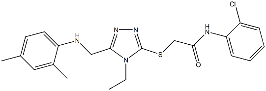 N-(2-chlorophenyl)-2-({5-[(2,4-dimethylanilino)methyl]-4-ethyl-4H-1,2,4-triazol-3-yl}sulfanyl)acetamide 结构式