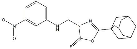 5-(1-adamantyl)-3-({3-nitroanilino}methyl)-1,3,4-oxadiazole-2(3H)-thione 结构式