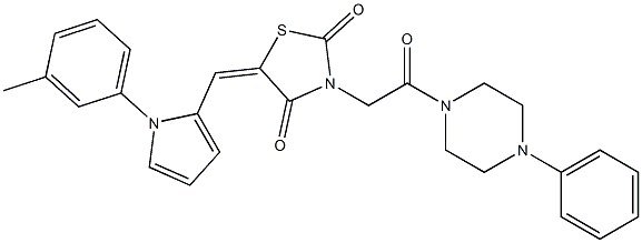 5-{[1-(3-methylphenyl)-1H-pyrrol-2-yl]methylene}-3-[2-oxo-2-(4-phenylpiperazin-1-yl)ethyl]-1,3-thiazolidine-2,4-dione 结构式