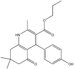 propyl 4-(4-hydroxyphenyl)-2,7,7-trimethyl-5-oxo-1,4,5,6,7,8-hexahydro-3-quinolinecarboxylate 结构式