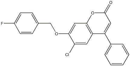 6-chloro-7-[(4-fluorobenzyl)oxy]-4-phenyl-2H-chromen-2-one 结构式