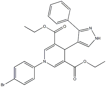 diethyl 1-(4-bromophenyl)-4-(3-phenyl-1H-pyrazol-4-yl)-1,4-dihydropyridine-3,5-dicarboxylate 结构式