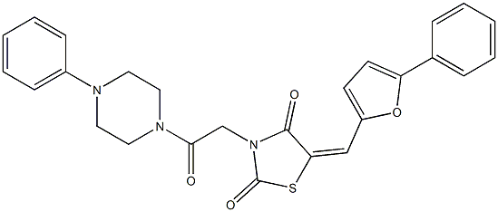 3-[2-oxo-2-(4-phenylpiperazin-1-yl)ethyl]-5-[(5-phenyl-2-furyl)methylene]-1,3-thiazolidine-2,4-dione 结构式