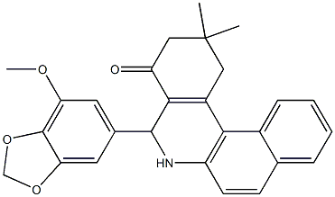 5-(7-methoxy-1,3-benzodioxol-5-yl)-2,2-dimethyl-2,3,5,6-tetrahydrobenzo[a]phenanthridin-4(1H)-one 结构式