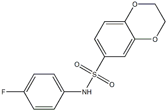 N-(4-fluorophenyl)-2,3-dihydro-1,4-benzodioxine-6-sulfonamide 结构式