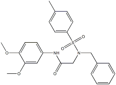 2-{benzyl[(4-methylphenyl)sulfonyl]amino}-N-(3,4-dimethoxyphenyl)acetamide 结构式