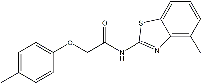 N-(4-methyl-1,3-benzothiazol-2-yl)-2-(4-methylphenoxy)acetamide 结构式