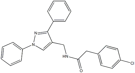 2-(4-chlorophenyl)-N-[(1,3-diphenyl-1H-pyrazol-4-yl)methyl]acetamide 结构式