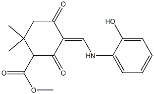 methyl 5-[(2-hydroxyanilino)methylene]-2,2-dimethyl-4,6-dioxocyclohexanecarboxylate 结构式