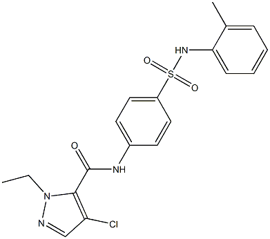 4-chloro-1-ethyl-N-[4-(2-toluidinosulfonyl)phenyl]-1H-pyrazole-5-carboxamide 结构式