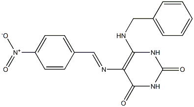 6-(benzylamino)-5-({4-nitrobenzylidene}amino)-2,4(1H,3H)-pyrimidinedione 结构式