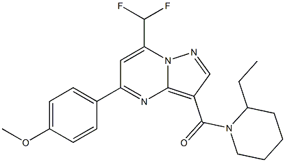 7-(difluoromethyl)-3-[(2-ethyl-1-piperidinyl)carbonyl]-5-(4-methoxyphenyl)pyrazolo[1,5-a]pyrimidine 结构式