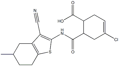 4-chloro-6-{[(3-cyano-5-methyl-4,5,6,7-tetrahydro-1-benzothien-2-yl)amino]carbonyl}-3-cyclohexene-1-carboxylic acid 结构式