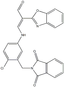 2-(1,3-benzoxazol-2-yl)-3-{4-chloro-3-[(1,3-dioxo-1,3-dihydro-2H-isoindol-2-yl)methyl]anilino}acrylaldehyde 结构式