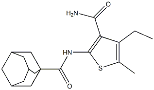 2-[(1-adamantylcarbonyl)amino]-4-ethyl-5-methyl-3-thiophenecarboxamide 结构式