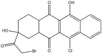 2-(bromoacetyl)-11-chloro-2,6-dihydroxy-1,2,3,4,4a,12a-hexahydro-5,12-naphthacenedione 结构式