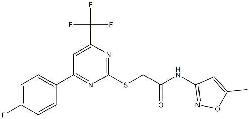 2-{[4-(4-fluorophenyl)-6-(trifluoromethyl)-2-pyrimidinyl]sulfanyl}-N-(5-methyl-3-isoxazolyl)acetamide 结构式