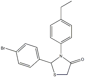 2-(4-bromophenyl)-3-(4-ethylphenyl)-1,3-thiazolidin-4-one 结构式