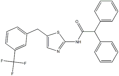 2,2-diphenyl-N-{5-[3-(trifluoromethyl)benzyl]-1,3-thiazol-2-yl}acetamide 结构式