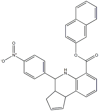 2-naphthyl 4-{4-nitrophenyl}-3a,4,5,9b-tetrahydro-3H-cyclopenta[c]quinoline-6-carboxylate 结构式