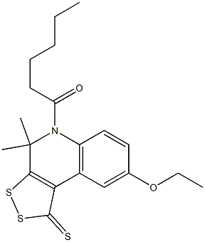 8-ethoxy-5-hexanoyl-4,4-dimethyl-4,5-dihydro-1H-[1,2]dithiolo[3,4-c]quinoline-1-thione 结构式
