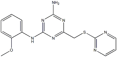 N-{4-amino-6-[(2-pyrimidinylthio)methyl]-1,3,5-triazin-2-yl}-N-(2-methoxyphenyl)amine 结构式
