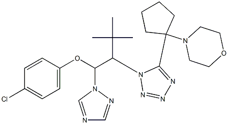 4-chlorophenyl 3,3-dimethyl-2-{5-[1-(4-morpholinyl)cyclopentyl]-1H-tetraazol-1-yl}-1-(1H-1,2,4-triazol-1-yl)butyl ether 结构式