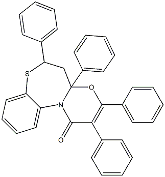 2,3,4a,6-tetraphenyl-5,6-dihydro-1H,4aH-[1,3]oxazino[2,3-d][1,5]benzothiazepin-1-one 结构式