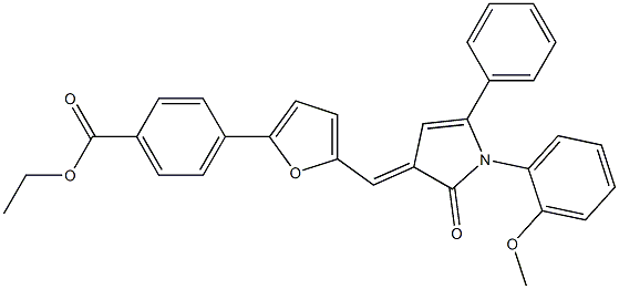ethyl 4-(5-{[1-(2-methoxyphenyl)-2-oxo-5-phenyl-1,2-dihydro-3H-pyrrol-3-ylidene]methyl}-2-furyl)benzoate 结构式