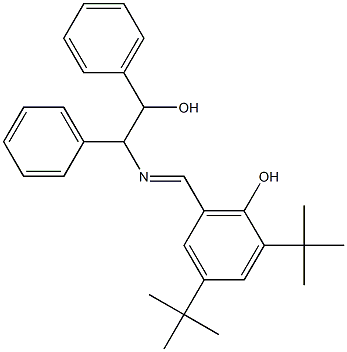 2,4-ditert-butyl-6-{[(2-hydroxy-1,2-diphenylethyl)imino]methyl}phenol 结构式