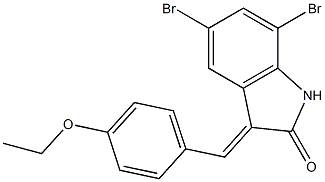 5,7-dibromo-3-(4-ethoxybenzylidene)-1,3-dihydro-2H-indol-2-one 结构式