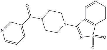 3-[4-(3-pyridinylcarbonyl)-1-piperazinyl]-1,2-benzisothiazole 1,1-dioxide 结构式