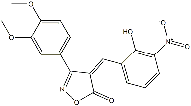 3-(3,4-dimethoxyphenyl)-4-{2-hydroxy-3-nitrobenzylidene}-5(4H)-isoxazolone 结构式